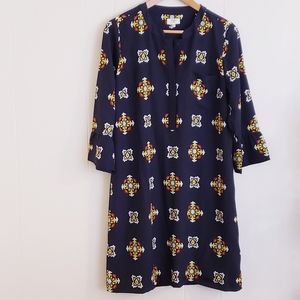 NWT Crown & Ivy Women Dress Size 10 Navy Mod Bell Sleeves Lined